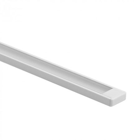 Hliníkový povrchový profil LED biely 1m s priehľadným difúzorom pre LED pásy + koncové krytky Ecolight série N