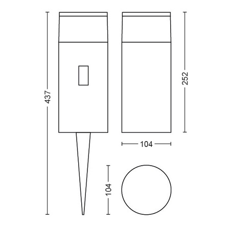 Záhradné svietidlo vonkajšie LED SLOW 25cm 8W 590lm IP65 Biela a farebná Ambiance RGB + TW Black Smart SMART Zigbee Bluetooth Calla Philips HUE