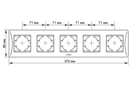 Horizontálny rám pre zásuvky Päťnásobná povrchová montáž Biela BINERA VIDEX