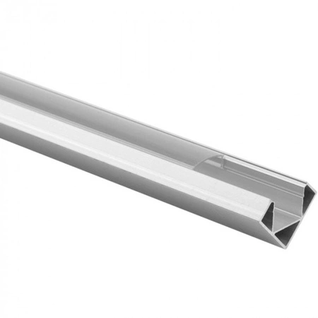 LED rohový hliníkový profil, povrchovo eloxovaný 2 m s priehľadným difúzorom pre LED pásy + koncovky Ecolight série R