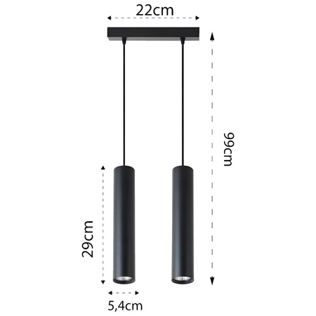 Stropné závesné svietidlo 2x GU10 nastaviteľné matné čierne Keon Masterled