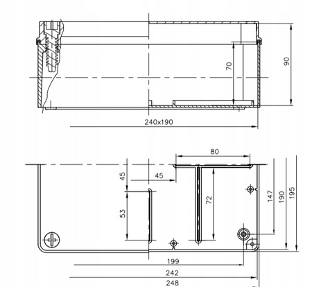 Hermetická inštalačná krabica na povrch S-BOX 516CZ 240x190x90 IP65 PAWBOL