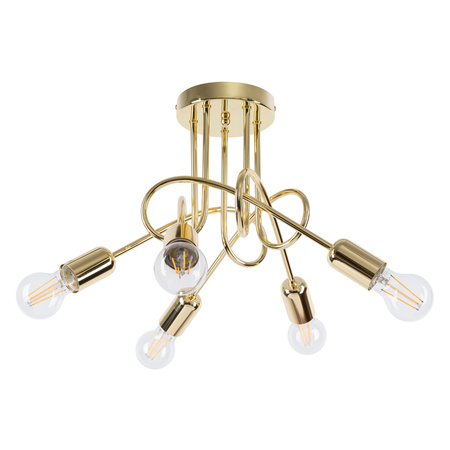 Sufit Lamp Surface-mounted Hanging 5x E27 Luster Irregular Gold Gloss Industrial Full Sollux