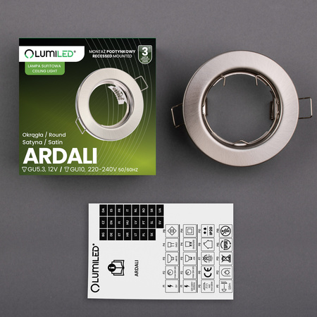 ARDALI Satin Finish MR16 GU10 Flush Mounted Round HALOGEN Luminaire
