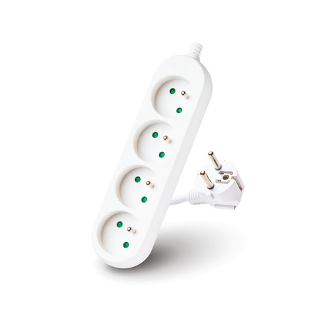 Predlžovací kábel Zástrčka 4x uzemnená zásuvka Napájací pásik 1,5 m biely Linea Kobi