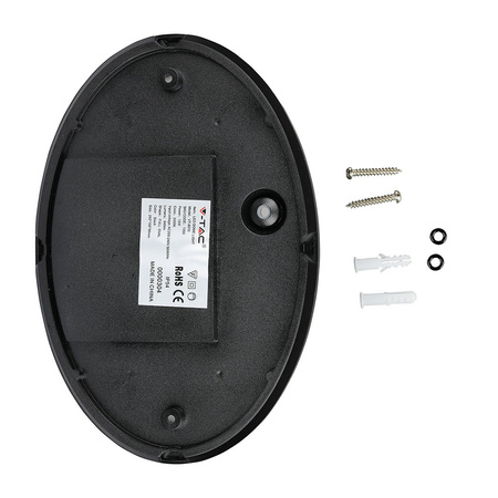 LED stropné svietidlo 12W 3000K 840lm IP54 Oval Black VT-8010 V-TAC