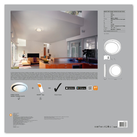 Plafond LED stropné svietidlo Povrchová montáž 34W 2000lm CCT Stmievateľné okrúhle čierne SMART+ WiFi Moon Ledvance