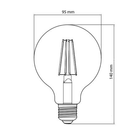 LED žiarovka E27 G95 11W = 100W 1521lm 2700K teplá biela Filament Stmievateľná TOSHIBA