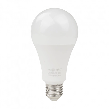 LED žiarovka A60 E27 20W 1800lm 3000K teplá biela Ecolight