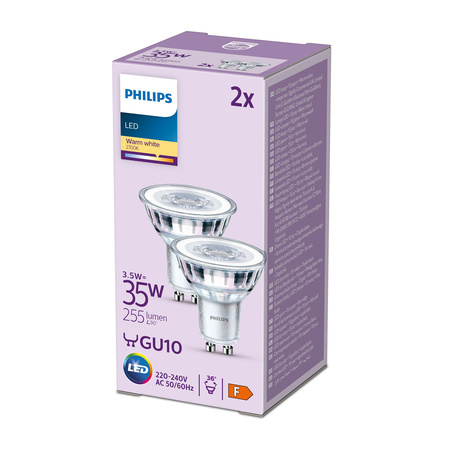 Sada 2x LED GU10 žiarovka s reflektorom 3,5W = 35W 255lm 2700K teplá biela PHILIPS