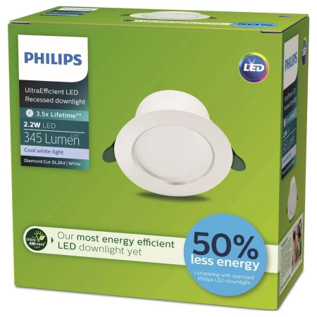 Zapustená montáž LED 4,8 W 800 lm 3000K White Diamond Philips