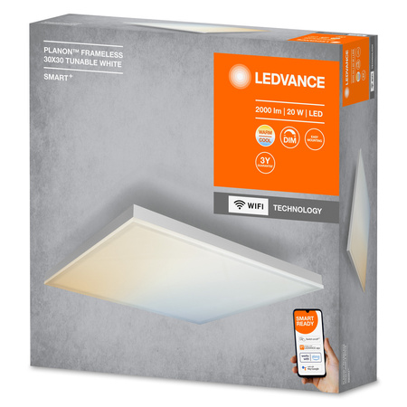 LED bezrámový povrchový panel 20W 1600lm CCT stmievateľný 30x30cm biely SMART+ WiFi bezrámový Ledvance