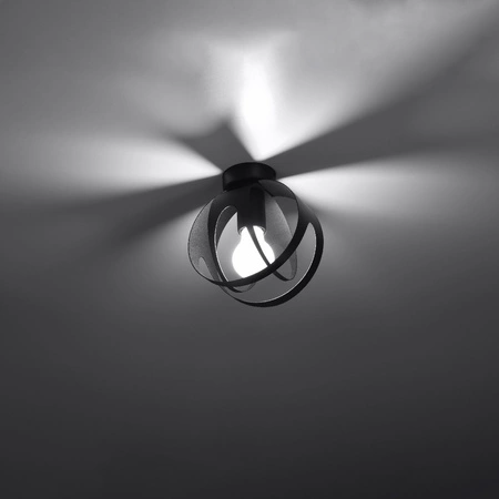 E27 Sférické čierne moderné stropné svietidlo Sollux na povrchovú montáž