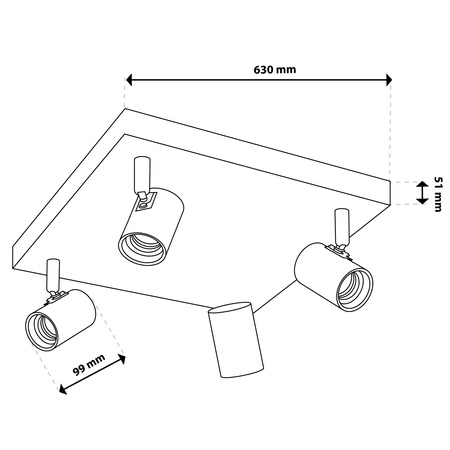 Stropné svietidlo Plafond SPOT TUBA Reflektor Halogénové svietidlo 4x E27 GLASA LUMILED