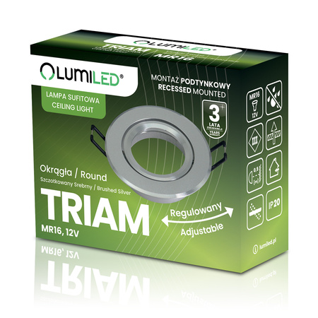 Halogénové stropné svietidlo na zapustenú montáž Okrúhle pohyblivé GU10 MR16 Silver TRIAM LUMILED