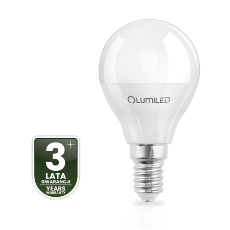 LED žiarovka E14 guľka P45 2,5W = 25W 249lm 3000K teplá biela 180° LUMILED