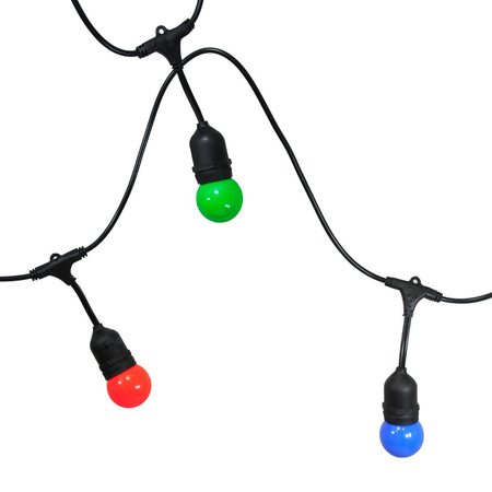 Vonkajšie záhradné svietidlo 6W 3000K, teplá biela 10 x E27 Black IP44 PARTY Sanico Goldlux