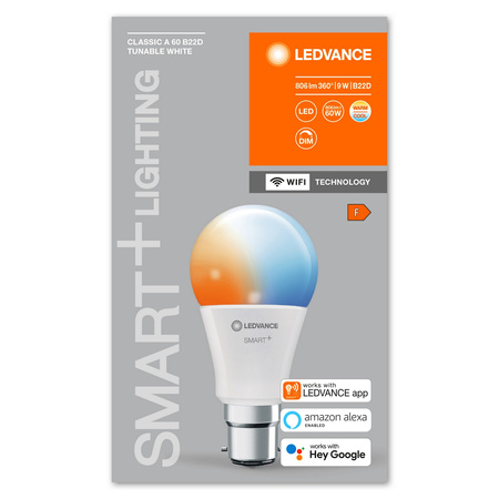 LED žiarovka B22 9W = 60W 806lm CCT Stmievateľná SMART+ WiFi Classic Ledvance
