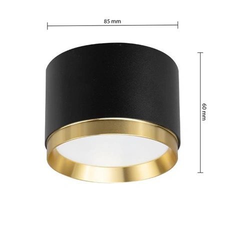 Halogénová trubica s reflektorom na povrchovú montáž Spot GX53 Round Black Gold Lumet Masterled