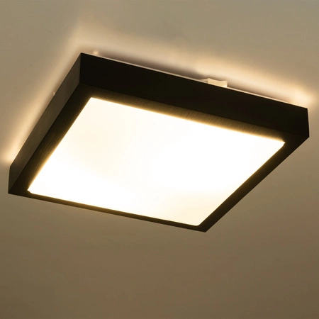 Plafond Stropné svietidlo 2x E27 Kúpeľňa Povrchová montáž 140° so snímačom pohybu IP44 Square Black Solen Masterled