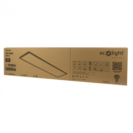 LED panel 120x30 Zápustná zapustená vanička 50W 5000lm 4000K neutrálna biela čierny Ecolight