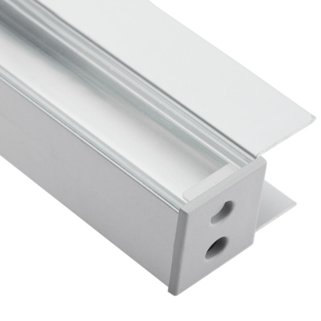 Hliníkový eloxovaný profil pre LED pásy KM48 Silver Povrch regálu 1 m + priehľadné tienidlo + koncové krytky
