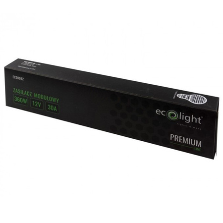 Modulárny napájací zdroj pre LED SLIM pásky 360W 12V 30A IP20 PREMIUM Ecolight