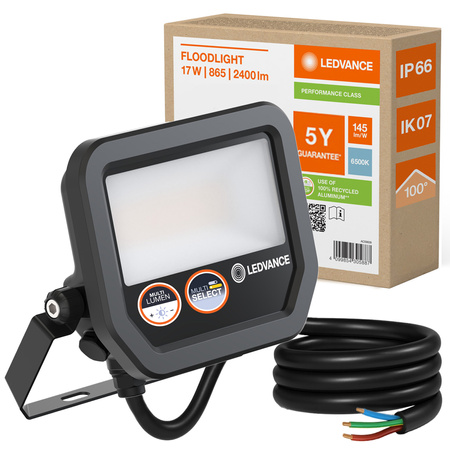 LED reflektor Vonkajšie reflektory 17W 2400lm 6500K IP66 Čierne reflektory Ledvance