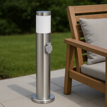 Záhradný stojaci vonkajší LED stĺp E27 strieborný IP44 Manila 65cm Masterled