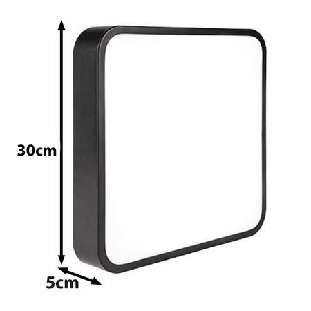 Plafond LED stropné nástenné svietidlo Square 2640lm 30W 4000K IP22 Black