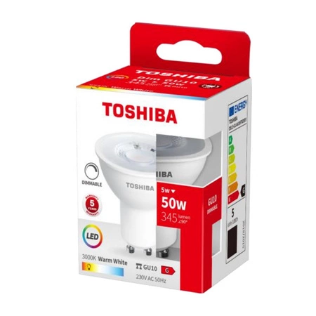 LED žiarovka GU10 5W = 50W 345lm 3000K teplá biela TOSHIBA stmievateľný reflektor