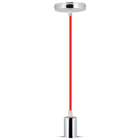 Závesné svietidlo E27 Chrómové tienidlo s červeným káblom VT-7338 V-TAC