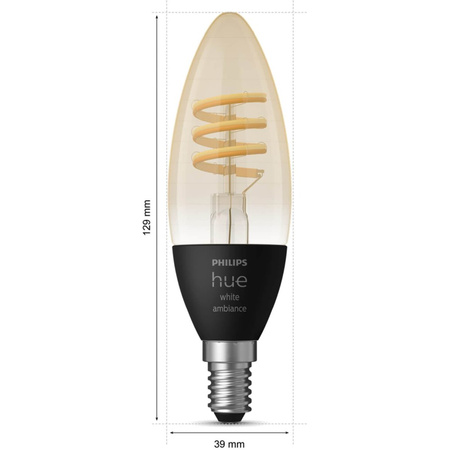 LED žiarovka E14 Candle B39 4,6W = 30W 350lm 2200-4500K CCT FILAMENT SMART Smart Bluetooth ZigBee White Ambiance Philips HUE