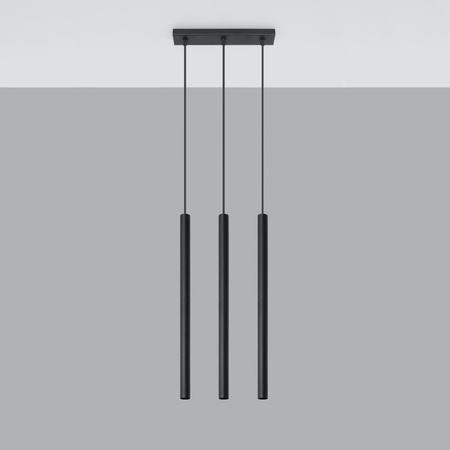 Závesné stropné svietidlo Tuba 3x G9 Tubular Hanging Black Moderné svietidlo Sollux