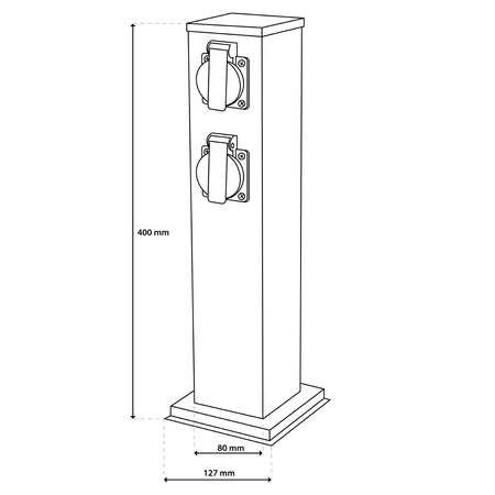 Záhradný stĺpik IBERI Outdoor Standing 230V 40cm 4x sieťová zásuvka LUMILED