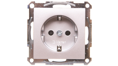 Merten System M Jednoduchá 16A zásuvka Schuko IP20 so žalúziami hliník MTN2400-0460