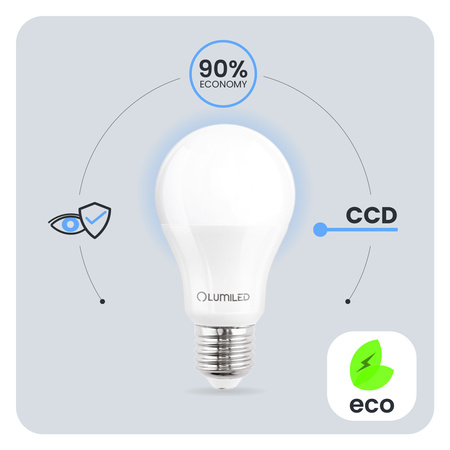 LED žiarovka E27 A60 8W = 60W 806lm 6500K studená biela 260° LUMILED
