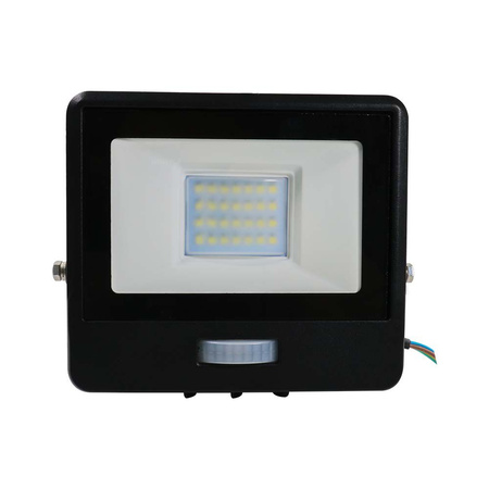 LED reflektor 20W 1510lm 3000K IP65 čierny so senzorom pohybu a funkciou CUT-OFF Samsung Chip VT-128S-1-B V-TAC