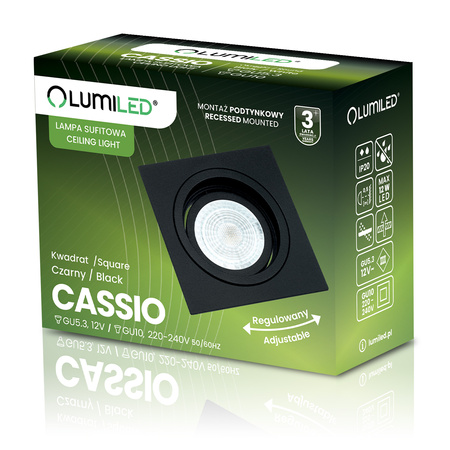 Svietidlo HALOGEN GU10 MR16 Square Black CASSIO LUMILED