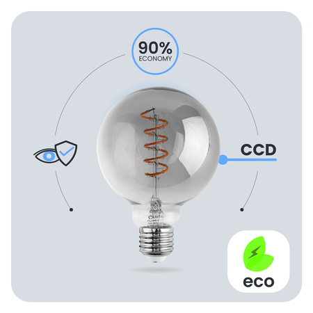 LED žiarovka E27 Sphere G95 6W = 50W 420lm 2200K teplá biela 360° DIMMION FILAMENT LUMILED