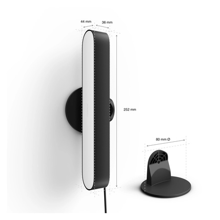 Podlhovastá stolová LED lampa 6,7 W 500 lm IP20 biela a farebná Ambiance RGB + TW čierna 25 cm Smart SMART Zigbee Bluetooth Play Extension Philips HUE