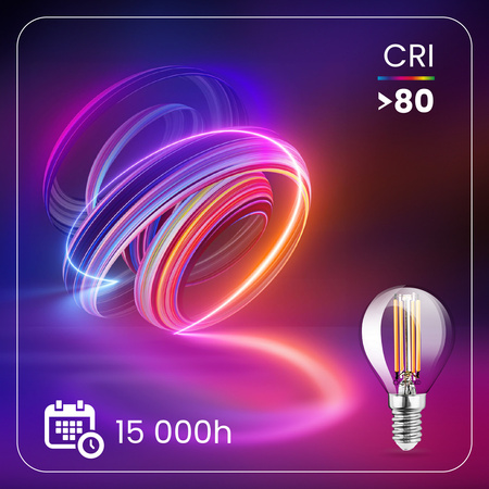 6x LED žiarovka E14 Ball P45 2W = 25W 249lm 4000K Neutral 360° FILAMENT LUMILED