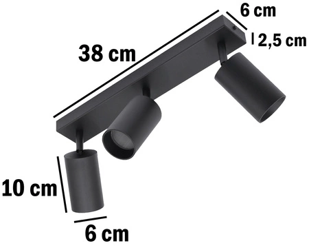 Stropné nástenné svietidlo 3x GU10 SPOT LED QUALIS III Black