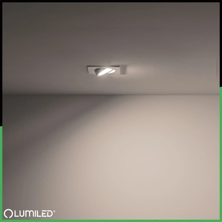 TRIX 3v1 GU10 6W 4000K Silver Glossy LUMILED štvorcové halogénové svietidlo na zapustenie