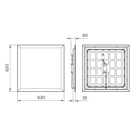 LED podhľadový panel zapustený 62x62 cm 36W 3200lm 4000K, neutrálna biela UGR19 ProjectLine OC Philips