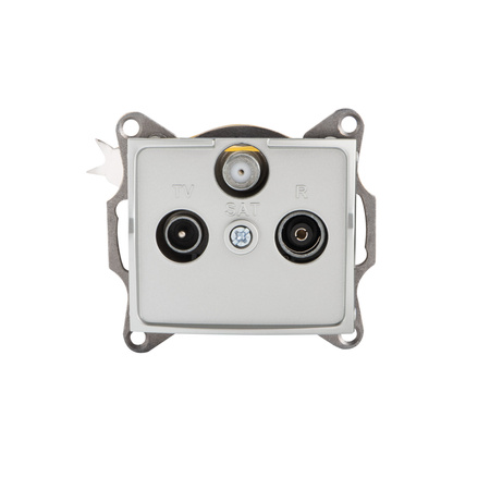Zásuvka TV-SAT antény štvorcová strieborná LOGI Kanlux