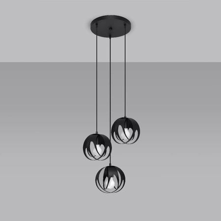 Stropné závesné svietidlo 3x E27 sférické čierne Moderné svietidlá Sollux