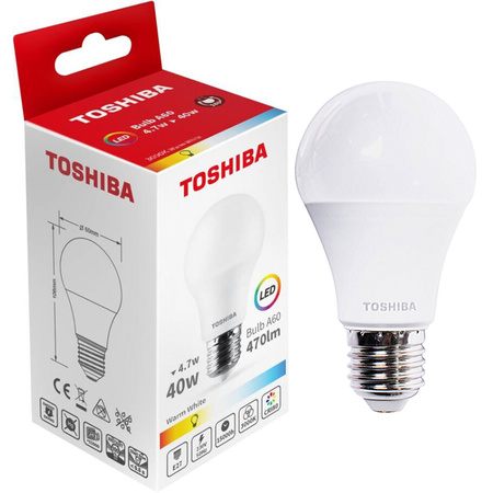 LED žiarovka E27 A60 4,7W = 40W 470lm 4000K neutrálna biela TOSHIBA