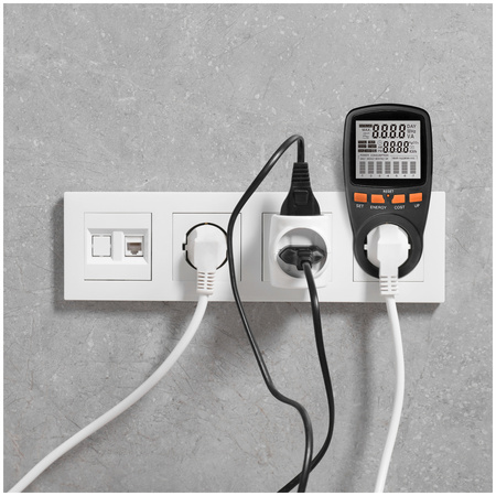 PMM2 Merač výkonu s meraním spotreby energie Emisie CO2 Náklady na energiu Black Kobi