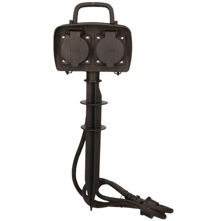 Záhradná zásuvka 2x2P+Z Dvojitá s klapkou s uzemňovacou klapkou s uzemňovacou zástrčkou IP44 Kábel 1,5m ORNO